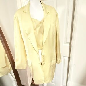 Express Linen Boyfriend Blazer in Yellow